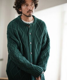 【Magine(マージン)】DIAMOND CABLE CREW NECK KNIT CARDIGAN カーディガン(MGN-232-001)