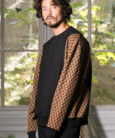 【ANGENEHM(アンゲネーム)】Different materials switching design sweatshirt カットソー(AG01-025acd)