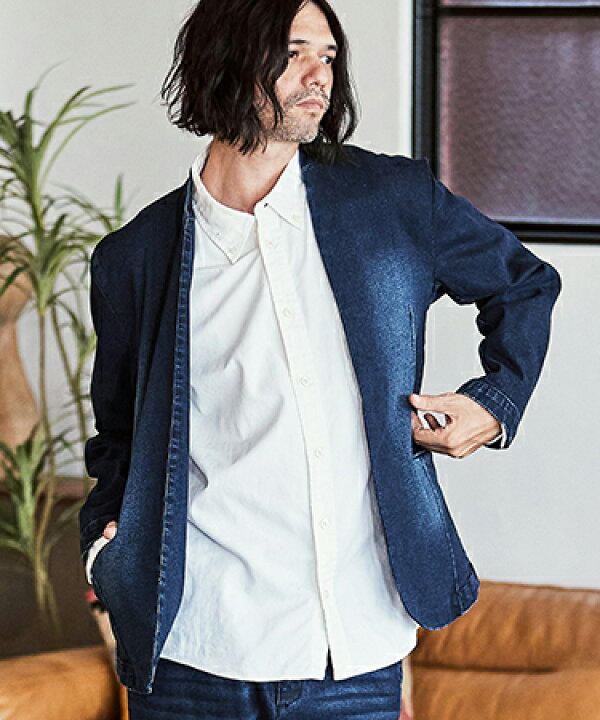 楽天市場】【CAMBIO(カンビオ)】デニム加工ノーカラージャケット : CAMBIO
