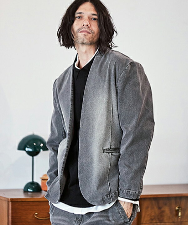 楽天市場】【CAMBIO(カンビオ)】デニム加工ノーカラージャケット : CAMBIO