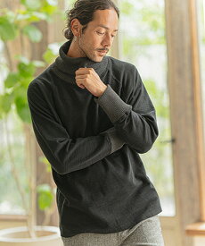 【CAMBIO(カンビオ)】Rib Knit Docking Turtle Neck Cut sew タートルネックカットソー(A14823cmb)