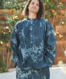 【CAMBIO(カンビオ)】 11oz Bleach Processing Band Collar Denim Shirts デニムシャツ(MIU-241-022)