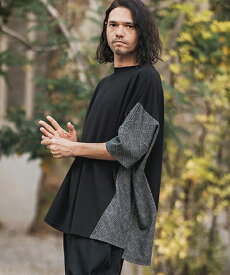 【CAMBIO(カンビオ)】Side Jacquard Ponti Cut sew Tシャツ(S23824cmb)