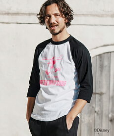 【felkod(フィルコッド)】 RIDE THE WILD SURF Mickey Print Raglan Sleeve Baseball Tee Tシャツ(F24N290)
