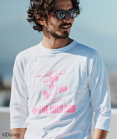 【felkod(フィルコッド)】 RIDE THE WILD SURF Mickey Print Raglan Sleeve Baseball Tee Tシャツ(F24N290)