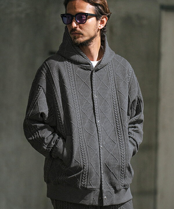 楽天市場】【wjk reluxe】3D cable quilt JQ oversized parka パーカー 