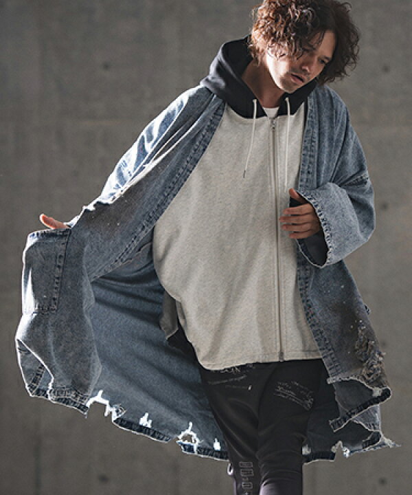楽天市場】【GLIMCLAP(グリムクラップ)】Used processing denim gown 