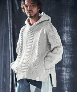�yANGENEHM(�A���Q�l�[��)�zLight yarn cable stitch knit hoodie �j�b�g�t�[�f�B�[(AG03-045ace)