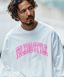 �yfelkod(�t�B���R�b�h)�zCollege Logo Drop Shoulder Pullover �����O�X���[�u�J�b�g�\�[(F24F240)