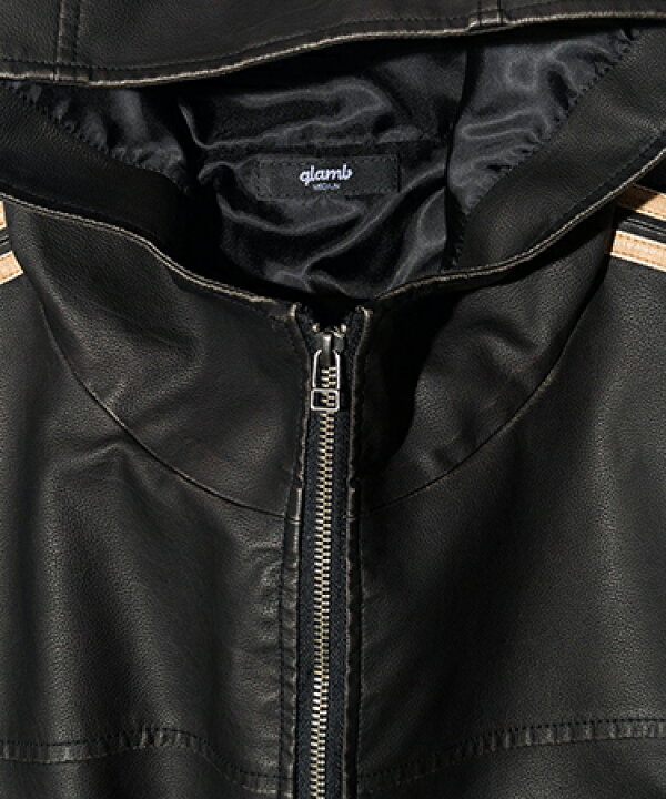 楽天市場】【glamb(グラム)】Synth Leather Hooded Track Jacket