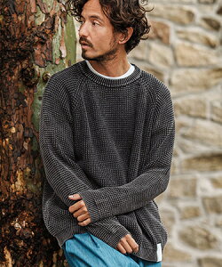 yCAMBIO(JrI)z Powder Bleached Waffle Cotton Knit Pullover btjbg(PF-251-009)