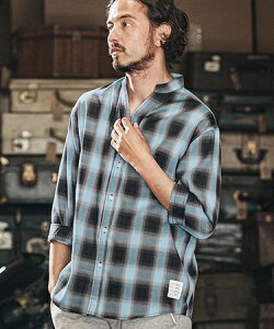 �ywjk reluxe�zcheck hook no collar 3-4 sleeve shirts 7�����`�F�b�N�V���c(WR25S-12)