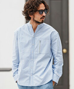 �yfelkod(�t�B���R�b�h)�zZip Pocket Stripe Band collar Shirts �o���h�J���[�V���c(F25S070)