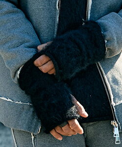 �ywjk�zmohair shaggy knit hand warmer �n���h�E�H�[�}�[(8983 wn06g)