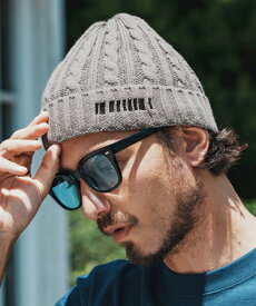 【felkod(フィルコッド)】Barcode Embroidery Cable Knit Cap ケーブルニットキャップ(F25A340)