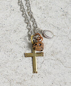 �yVIVIFY LIGHT(���B���B�t�@�C���C�g)�z�y�\��̔�����������1��������o�ׁz Cross (brass) & Skull (bronze) Necklace �X�J���l�b�N���X(VLN-002a)