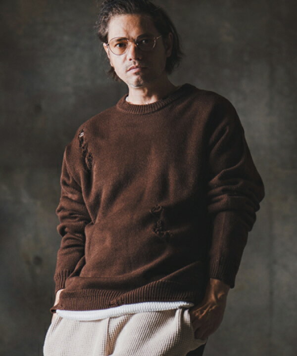 楽天市場】【GLIMCLAP(グリムクラップ)】Mid-gauge crewneck sweater 