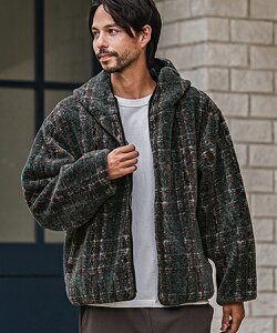 �yCAMBIO(�J���r�I)�zCheck Boa Zip Up Hooded Jacket�@�W�b�v�A�b�v�t�[�f�B�[(PF-252-019)