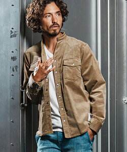 �ywjk reluxe�zstretch corduroy band collar western shirts �E�F�X�^���V���c(WR25W-20)