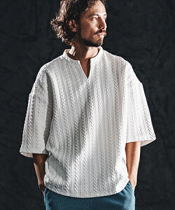 �ywjk reluxe�zcable knit jacquard key neck SS pullover �L�[�l�b�N�v���I�[�o�[(WR26S-13)