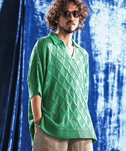 �yANGENEHM(�A���Q�l�[��)�zDiamond Jacquard Sheer Skipper Polo Shirt �j�b�g�|���V���c(AG06-020scg)
