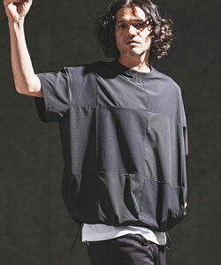 �yGLIMCLAP(�O�����N���b�v)�z�y�\��̔�5����{�`���{���ׁz Panel Design Short-Sleeve Pullover -Stretch Nylon Ripstop × Opaque Mesh Fabric �p�b�`���[�NT�V���c(202-036-gls-cg)