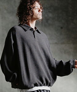 �yGLIMCLAP(�O�����N���b�v)�zWool-Blend Woven Pullover Shirt �v���I�[�o�[�V���c(211-018-gla-cg)