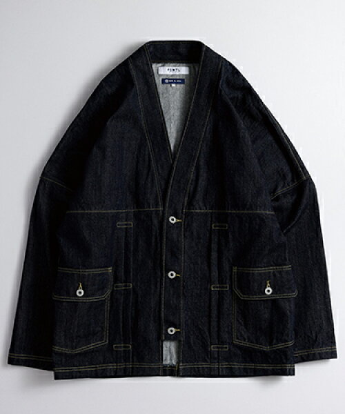 【FDMTL(ファンダメンタル)】【予約販売3月下旬～4月上旬入荷】PLEATS DENIM CARDIGAN RINSE デニムカーディガン(FA27TP13R)
