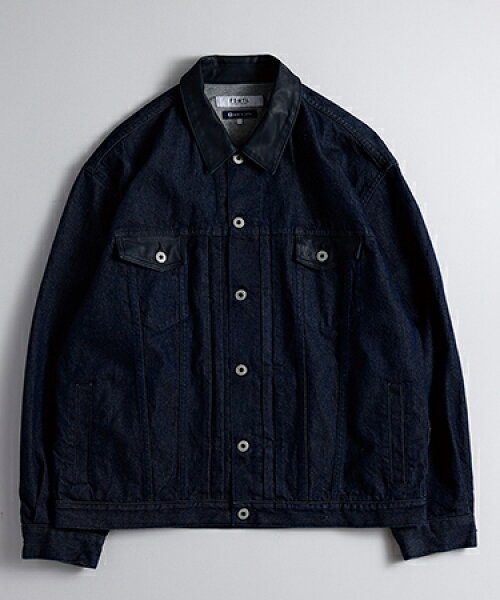 【FDMTL(ファンダメンタル)】【予約販売3月下旬～4月上旬入荷】LEATHER COLLAR DENIM JKT RINSE レザーカラーデニムジャケット(FA27JK15R)