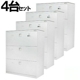 ＼ポイント15倍実施中！／ 【中古】オカムラ ラテラル書庫 オフィス 4台セット 3段ダイヤル錠 オールロック 収納 地域限定送料無料