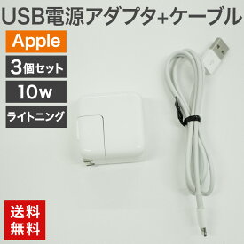 中古 USB電源アダプタ10W＋ライトニングケーブル 3個セット Apple 純正品 充電器 充電 iPad iPhone USB電源 送料無料 82-5R50104E--3SET