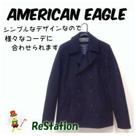 【中古】AMERICAN EAGLE アメリカンイーグルアウトフィッターズ Pコート ネイビー メンズ サイズXS