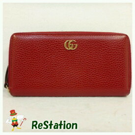 【中古】GUCCI グッチ ラウンドファスナー長財布 456117.496334 レディース レッド【送料無料】