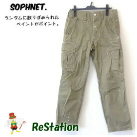 【中古】【送料無料】ソフネット SOPHNET. カーゴパンツ コットン ペンキペイント カーキ メンズ サイズS