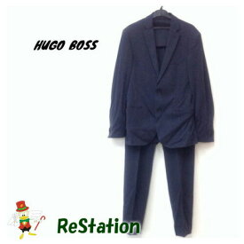 【中古】【送料無料】ヒューゴボス HUGO BOSS スーツ 上下セット 2つボタン ネイビー メンズ サイズ上46 下44