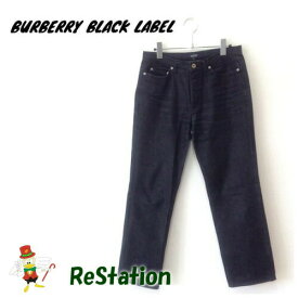 【中古】【送料無料】バーバリーブラックレーベル BURBERRY BLACK LABEL デニム パンツ ブラック メンズ サイズ76