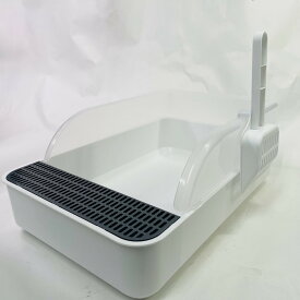 【未使用】猫トイレ 子猫 トイレ おしゃれ 猫用トイレ本体 清潔 掃除しやすい 飛び散らない 足に砂残らない 無害無臭 (ホワイト, S)