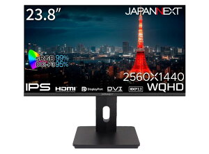 JAPANNEXT 23.8�C���` ���j�^�[ WQHD 2560x1440�𑜓x IPS �f�B�X�v���C (HDMI/DisplayPort/��](�s�{�b�g)�@�\/VESA�Ή�/�u���[���C�g�J�b�g) JN-IPS2380FLWQHD-HSP-N