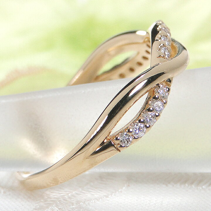 楽天市場】K18YG【0.17ct】ダイヤモンド ウェーブ リング 【送料無料 