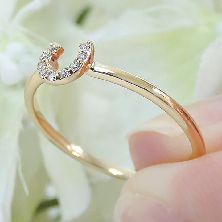楽天市場】K10YG【0.04ct】ダイヤモンド 馬蹄モチーフ リング 【送料 