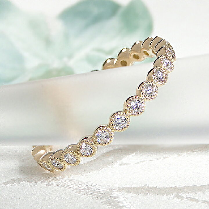 楽天市場】K18YG【0.4ct】ミル打ち ダイヤモンド フルエタニティリング 
