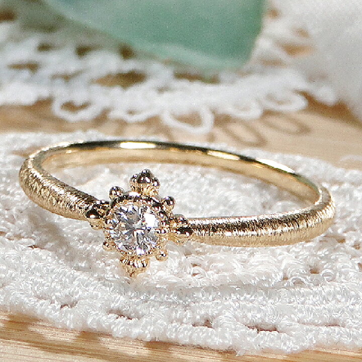 楽天市場】K18YG ダイヤモンド リング【0.08ct】【SIクラス Goodカット  