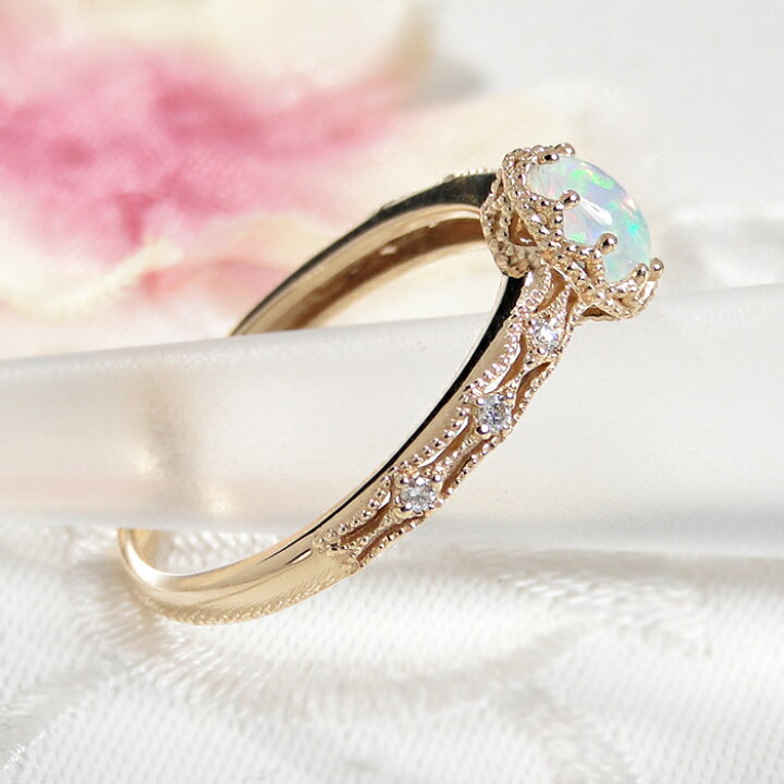 楽天市場】K18YG オパール ダイヤモンド アンティーク リング 【送料  