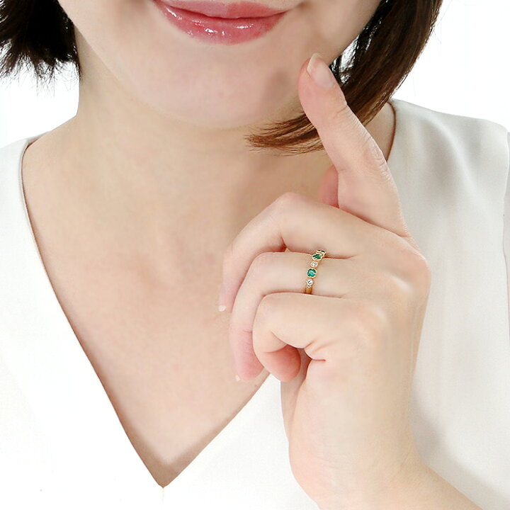 楽天市場】K18YG エメラルド & ダイヤモンドリング【送料無料】【代引  