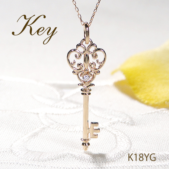 【楽天市場】【オープン記念価格】K18YG ダイヤモンド鍵モチーフ