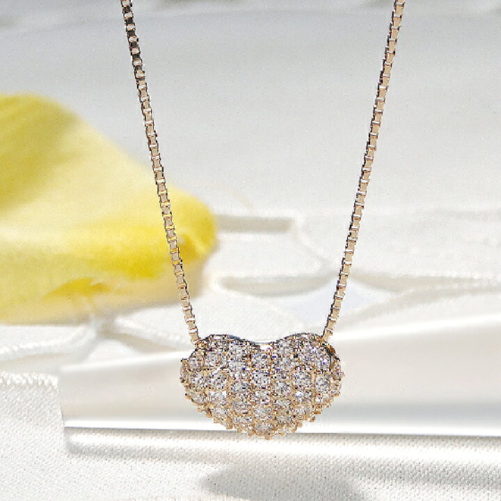 楽天市場】K18YG 【0.50ct】ダイヤモンド ハート パヴェ ネックレス 
