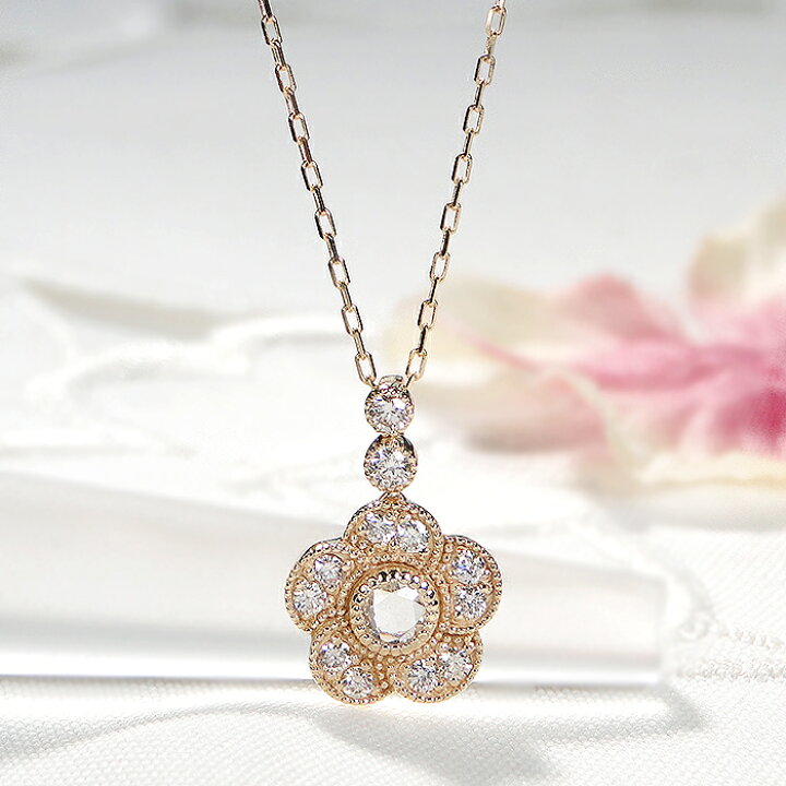 楽天市場】K18YG ローズカット ダイヤモンド ペンダント【0.28ct  