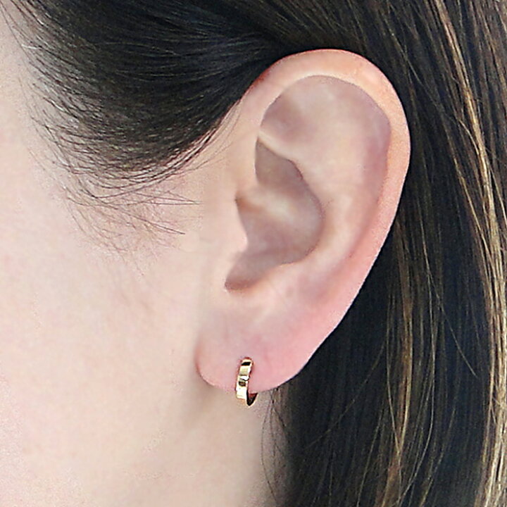 楽天市場】大人気 K18YG 中折れ フープ ピアス 動画あり【送料無料  