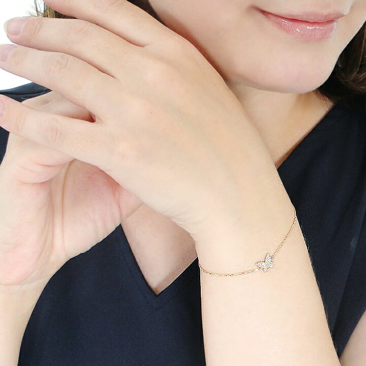 楽天市場】K10YG ダイヤモンド バタフライ ブレスレット【0.11ct 