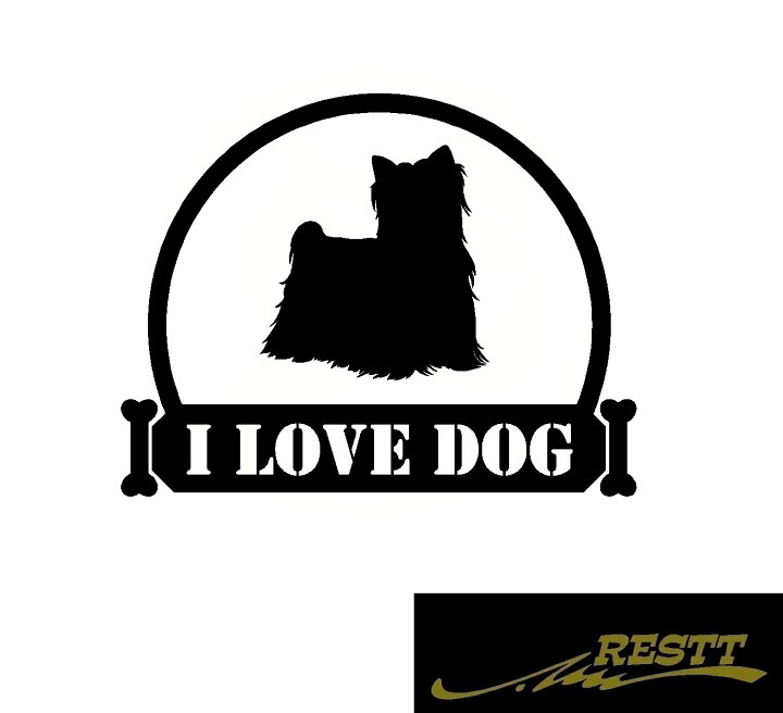 楽天市場 アイラブドッグ Ver ヨークシャテリア イラスト ロゴ カッティングステッカー 大サイズ おしゃれ ドレスアップ かわいい デザイン 犬 イヌ いぬ Dog Restt 楽天市場店